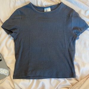 H&M DIVIDED Gray Ribbed Short Sleeve Top